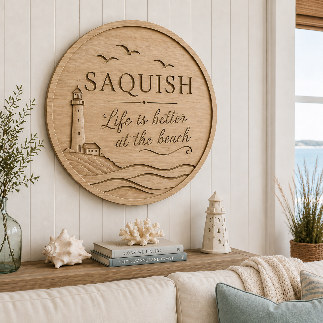 Coastal-themed wall art accent