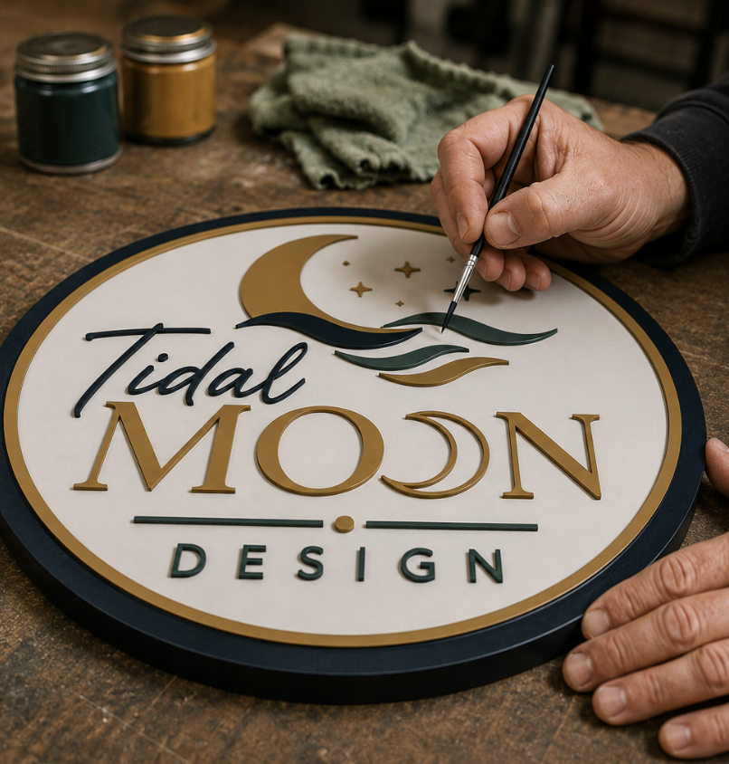 Hand-painting a carved sign for a finished look