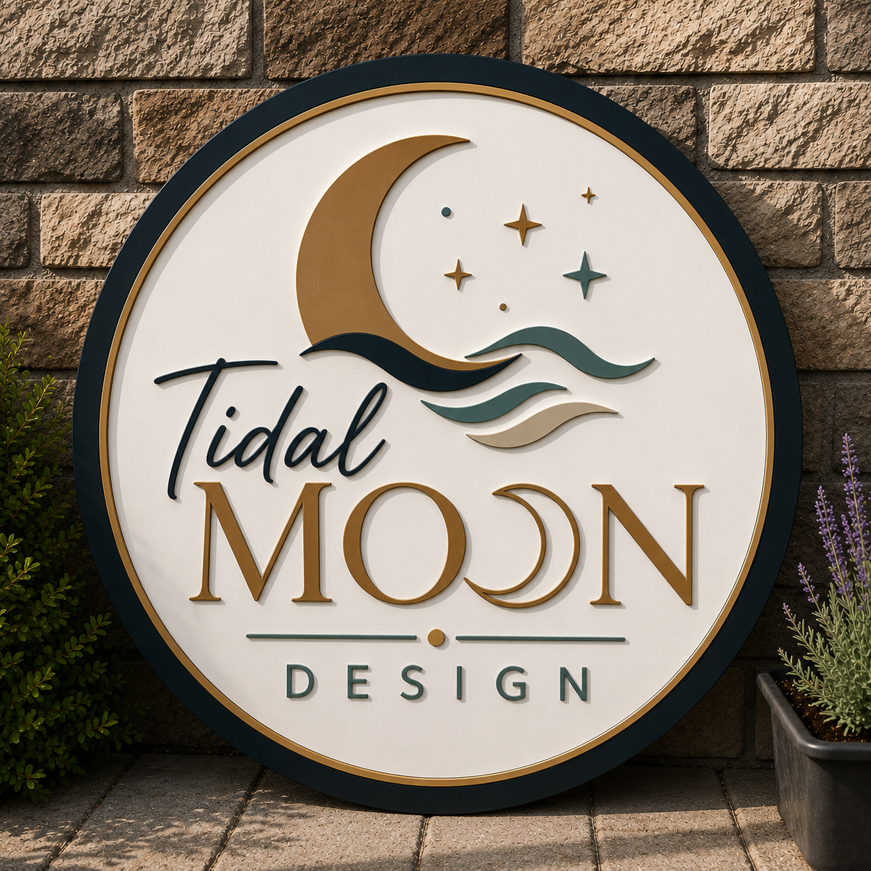 Custom round PVC business logo sign, carved and hand-painted